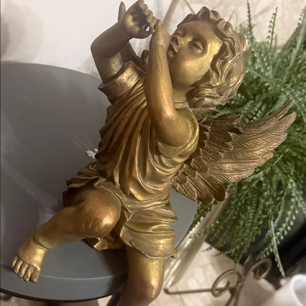 Vintage GoldMetallic Cherub Angel Figurine Decor